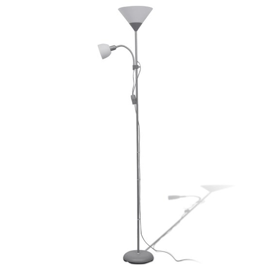 Vloerlamp grijs Uplighter met extra leeslamp