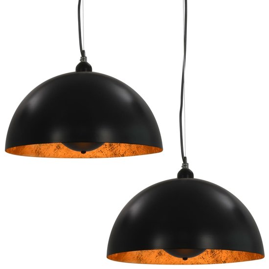 Hanglampen Togo 40cm set 2 zwart met goud