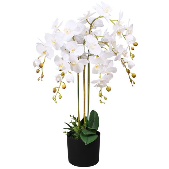 Orchidee kunstplant met pot 75 cm wit