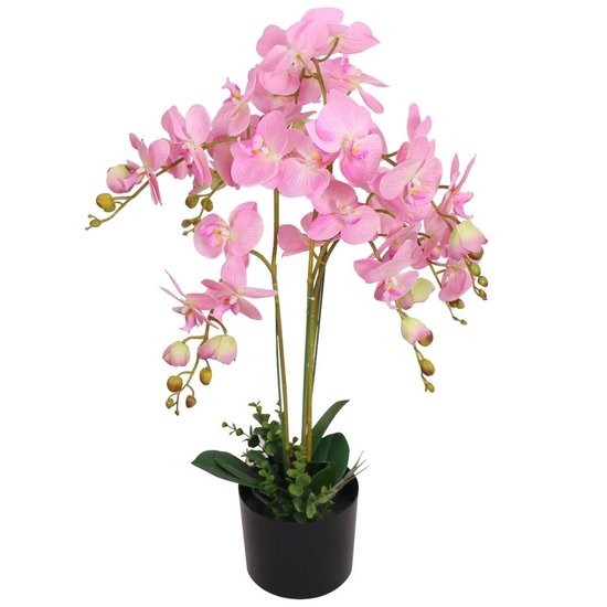 Kunst orchidee plant met pot 75 cm roze