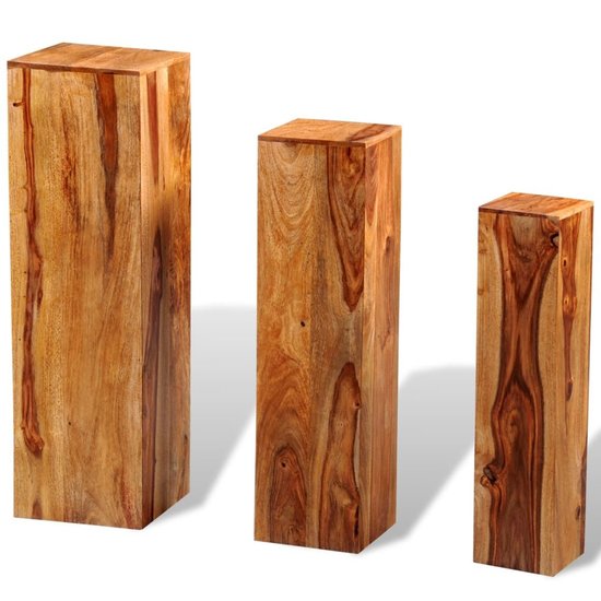 Plantenstandaard set 3 Natuur massief palissander hout