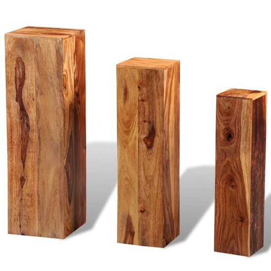 Plantenstandaard set 3 Natuur massief palissander hout