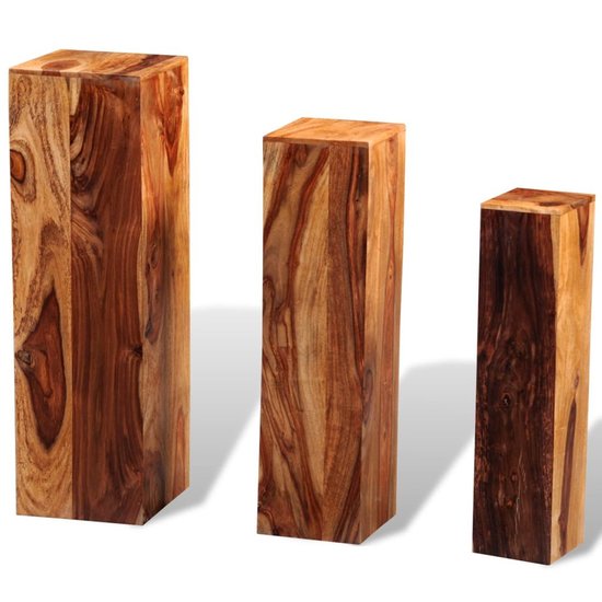 Plantenstandaard set 3 Natuur massief palissander hout