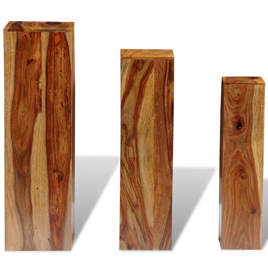 Plantenstandaard set 3 Natuur massief palissander hout