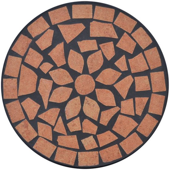 Moza&iuml;ek bijzettafel rond terracotta en zwart