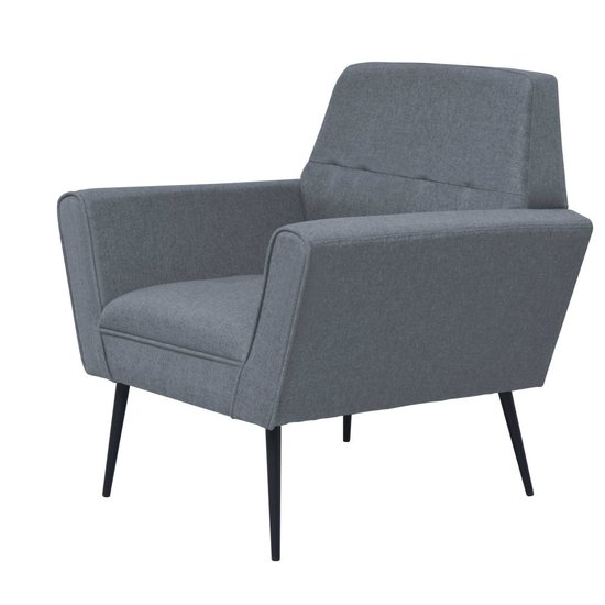 Fauteuil Bonny staal en stof lichtgrijs