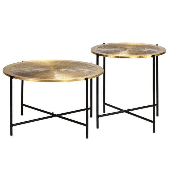 Salontafel Queen set 2 tafels zwart met goud