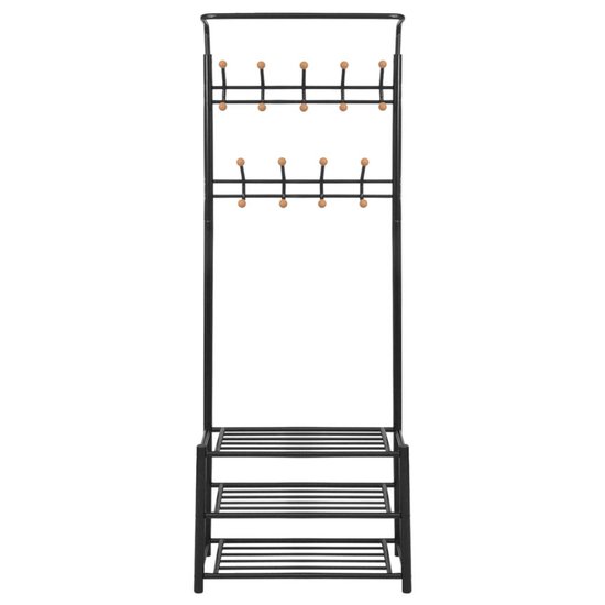 Halkast kledingrek met schoenenopberger 68x32x182,5 cm zwart