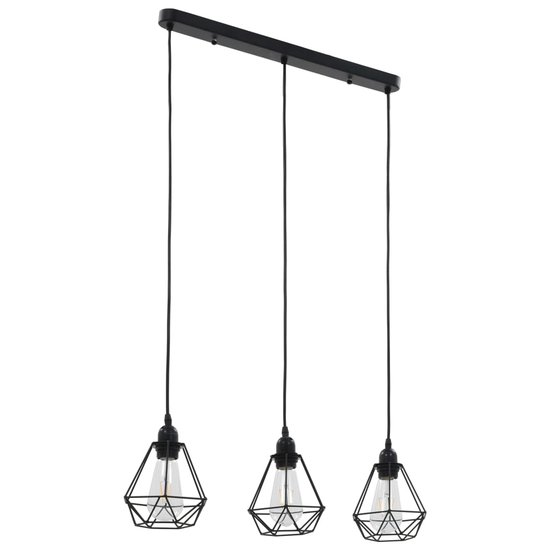 Meubelen-Online - Hanglamp zwart met diamantvormige kapjes 3xE27