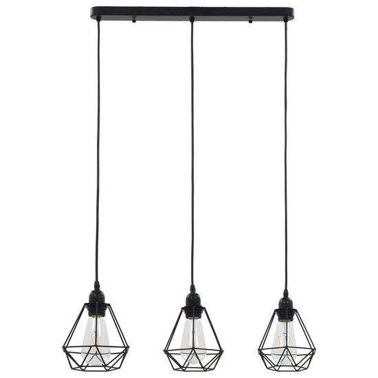 Meubelen-Online - Hanglamp zwart met diamantvormige kapjes 3xE27