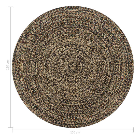 Meubelen-Online - Jute vloerkleed rond 150cm zwart met naturel