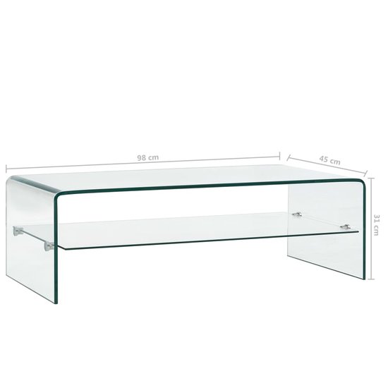 Meubelen-Online - Salontafel Phenix 98x45x31 cm gehard glas transparant