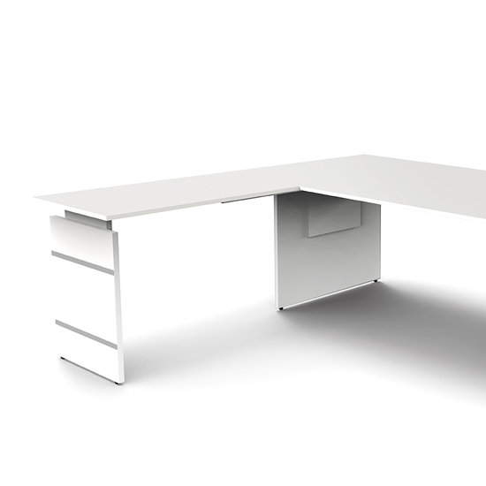 Meubelen-Online - Hoekbureau Office desk 200cm wit hoogte verstelbaar