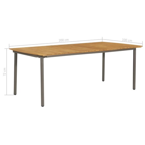 Meubelen-Online - Tuintafel Design 200x100x72 cm massief acaciahout en staal