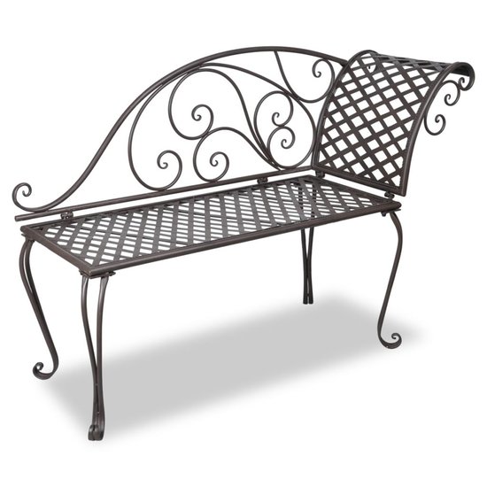 Meubelen-Online - Tuinbank Chaise longue 128 cm staal antiekbruin