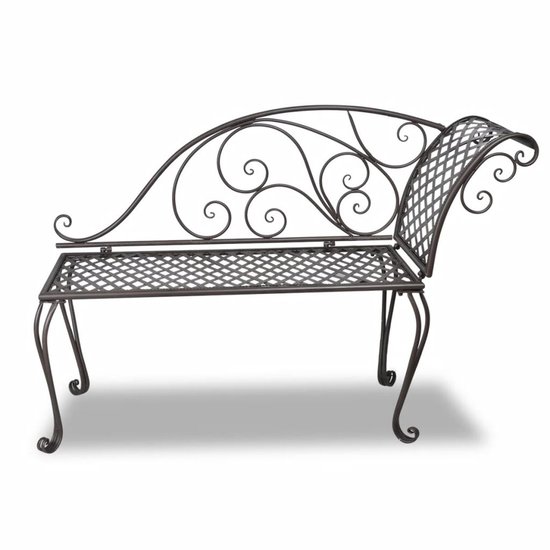 Meubelen-Online - Tuinbank Chaise longue 128 cm staal antiekbruin