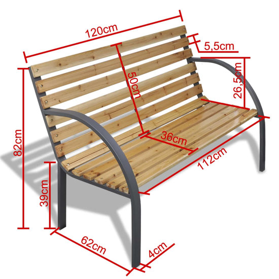 Meubelen-Online - Tuinbank Ramsey 112 cm hout en metaal