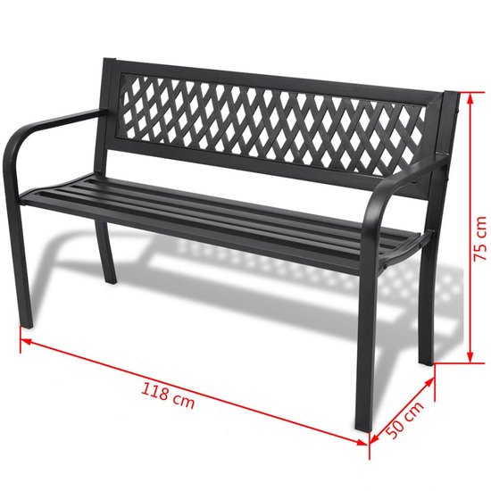 Meubelen-Online - Tuinbank Danny 118 cm staal zwart