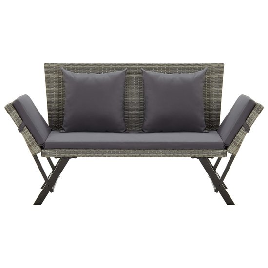 Meubelen-Online - Tuinbank Lazy met kussens 176 cm poly rattan grijs