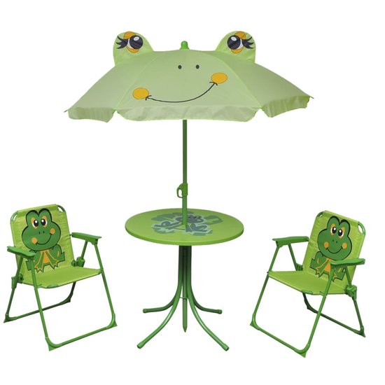 Meubelene-Online - Tuinset Kermit 3-delige Bistroset voor kinderen met parasol groen