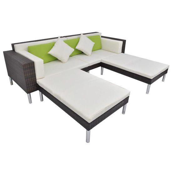 Meubelen-Online - Loungeset Flex met kussens poly rattan bruin