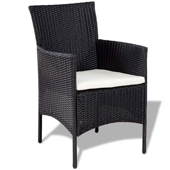 Meubelen-Online - Loungeset Francien met kussens poly rattan zwart