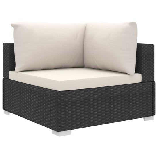 Meubelen-Online - Loungeset Virgin met kussens poly rattan zwart