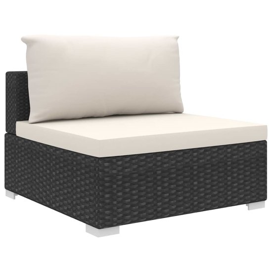 Meubelen-Online - Loungeset Virgin met kussens poly rattan zwart