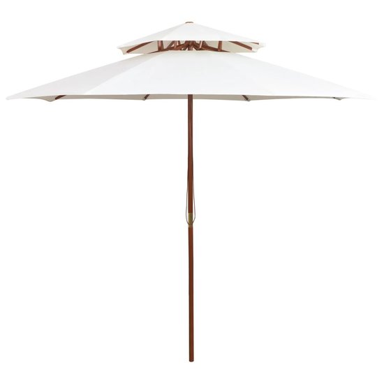 Meubelen-Online - Parasol Dubbeldekker 270x270 cm houten paal cr&egrave;mewit