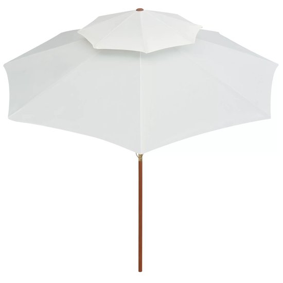 Meubelen-Online - Parasol Dubbeldekker 270x270 cm houten paal cr&egrave;mewit