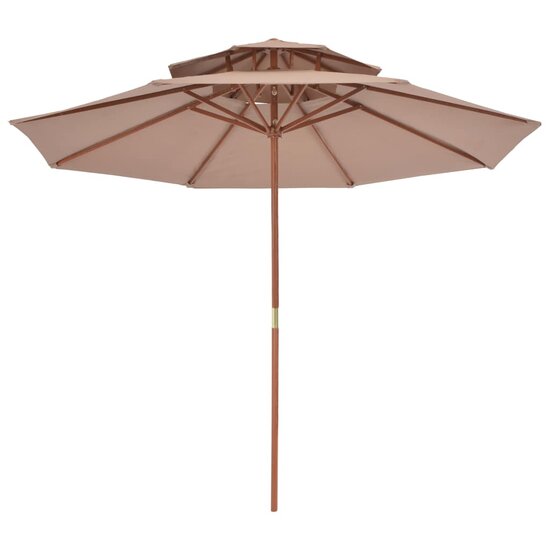 Meubelen-Online - Parasol Dubbeldekker met houten paal 270 cm taupe