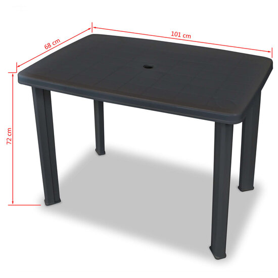 Meubelen-Online - Tuintafel Arno 101x68x72 cm kunststof antraciet