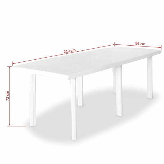 Meubelen-Online - Tuintafel Arno 210x96x72 cm kunststof wit