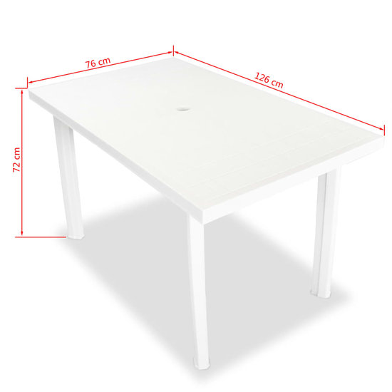 Meubelen-Online - Tuintafel Arno 126x76x72 cm kunststof wit