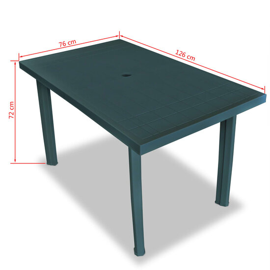 Meubelen-Online - Tuintafel Arno 126x76x72 cm kunststof groen