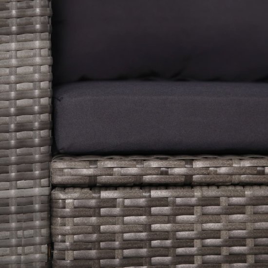 Meubelen-Online - Loungeset Dining met kussens poly rattan grijs