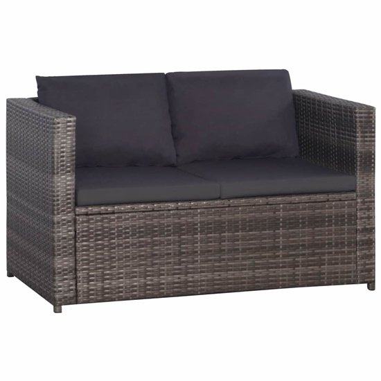 Meubelen-Online - Loungeset Dining met kussens poly rattan grijs