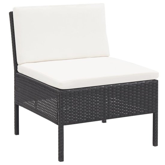 Meubelen-Online - 5-delige Loungeset met kussens poly rattan zwart