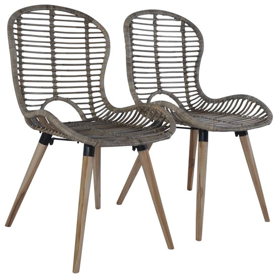 Meubelen-Online - Eetkamerstoelen 2 st natuurlijk rattan bruin