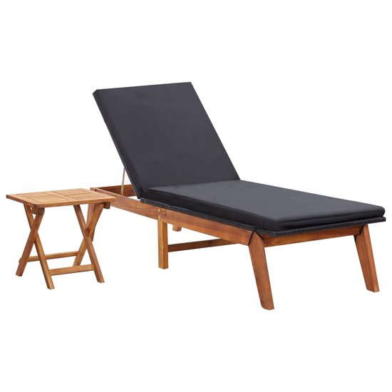 Meubelen-Online - Ligbed met tafel poly rattan en acaciahout