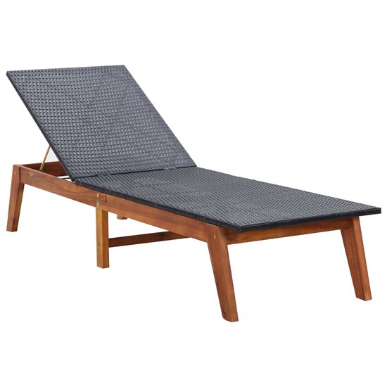 Meubelen-Online - Ligbed met tafel poly rattan en acaciahout