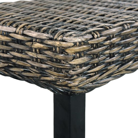 Meubelen-Online - Bankje 110 cm natuurlijk kubu rattan mangohout zwart