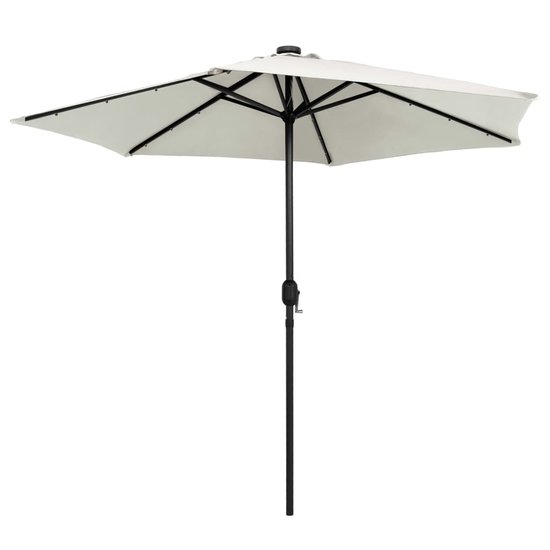 Meubelen-Online - Parasol met LED-verlichting en aluminium paal 270 cm zandwit