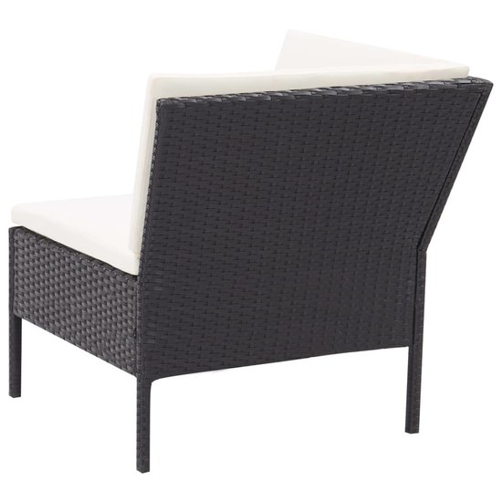 Meubelen-Online - Loungeset Chaise longue met kussens poly rattan zwart