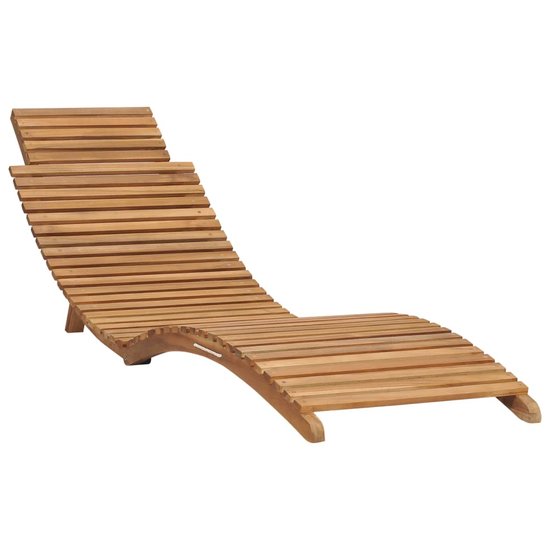 Ligbed Lounger met inklapbare tafel massief teakhout