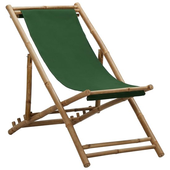 Ligstoel Beach bamboe en canvas groen