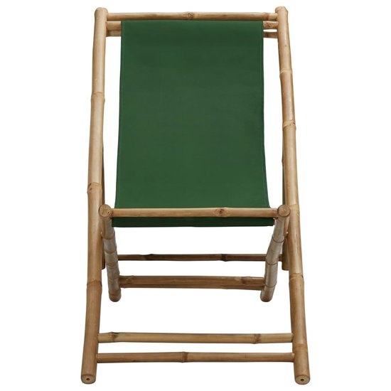 Ligstoel Beach bamboe en canvas groen