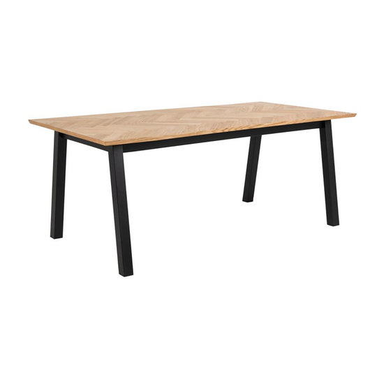 Eettafel Anders 180x95cm visgraat naturel met zwart