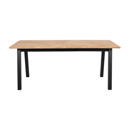 Eettafel Anders 180x95cm visgraat naturel met zwart