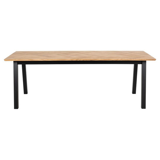 Eettafel Anders 220x95cm visgraat naturel met zwart